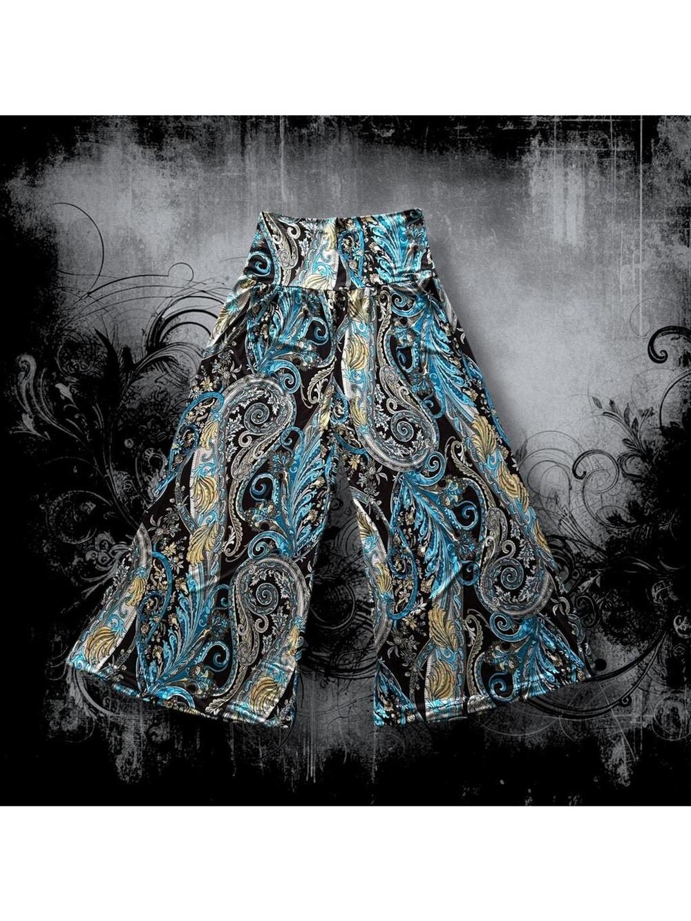 ornate paisley / baroque scroll flowy wide leg pants